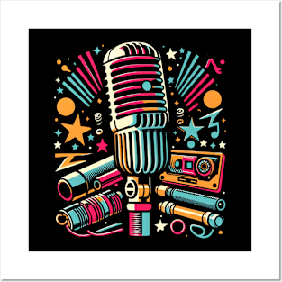 retro hip hop microphone Posters and Art